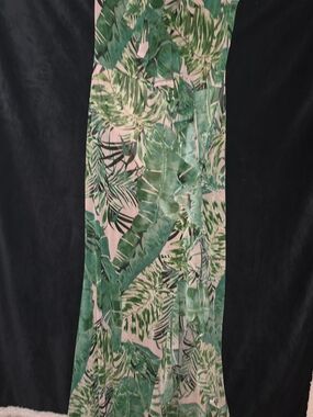 Fashion Nova Pink and Green Tropical Maxi Dress